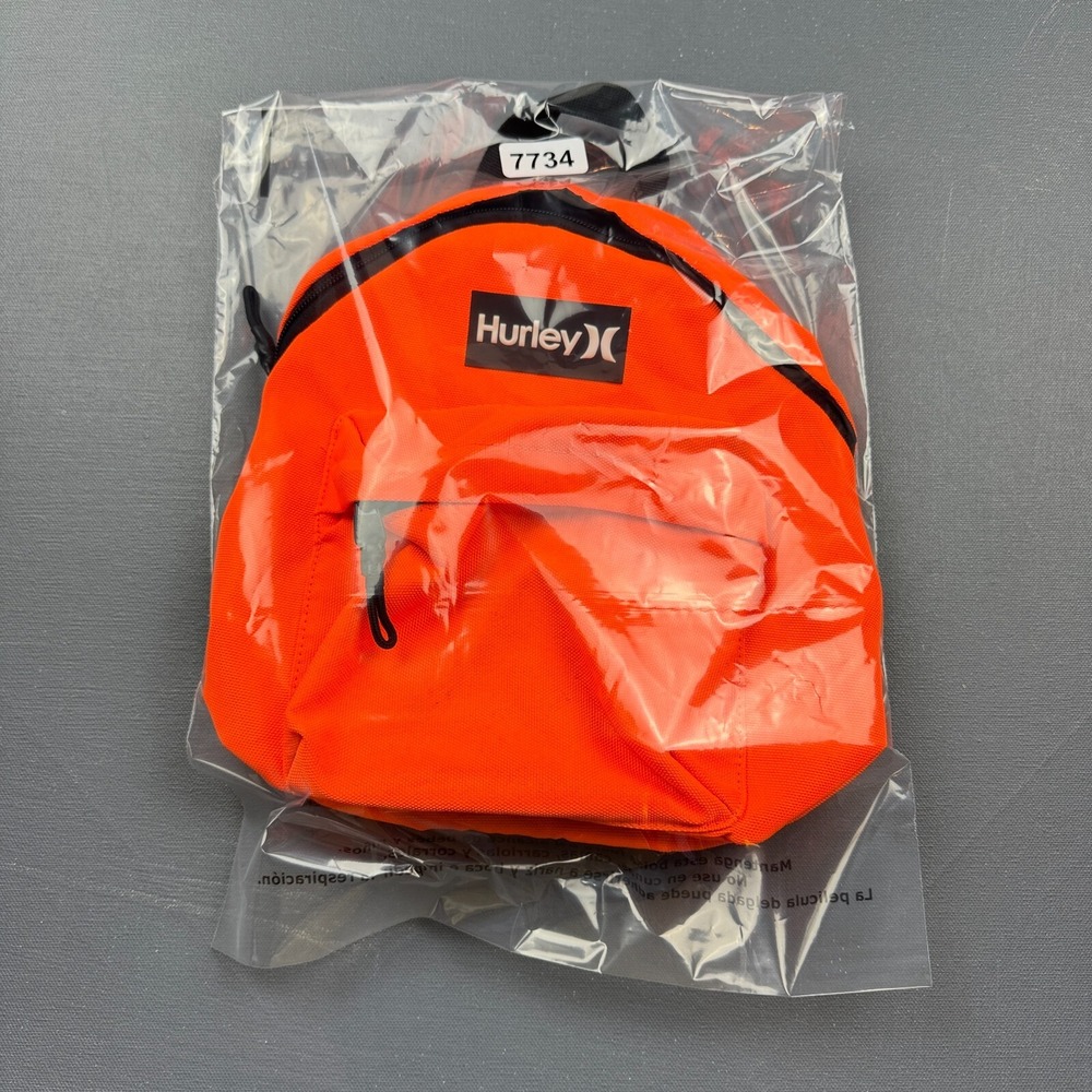 Hurley Mini Backpack Women's Orange Black Logo Adjustable Straps Travel Bag - Picture 10 of 10